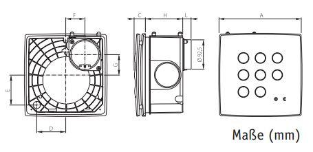 Kleinraumventilator/Schachtventilator Quadro Medio I UP 180 m³/h in verschiedenen Ausführungen